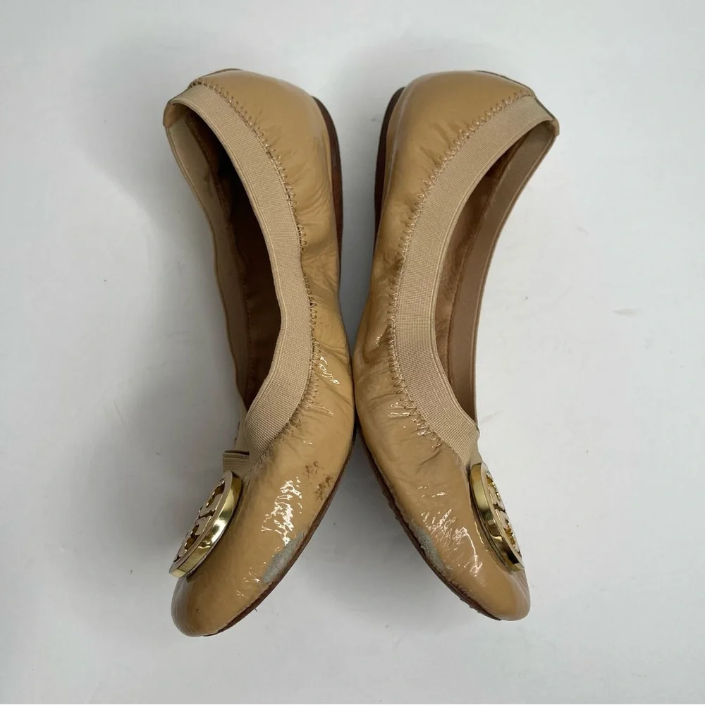 TORY BURCH Caroline Elastic Patent Leather Ballet Ballerina Flats Size 7